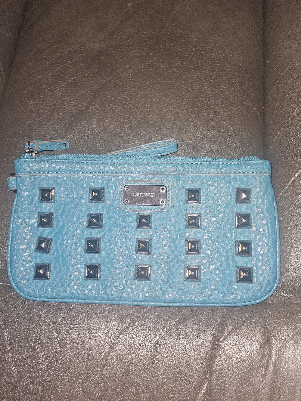 Nine West Teal Pyramid-Stud Wristlet